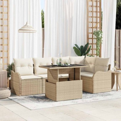 vidaXL Set de canapele pentru grădină 6 pcs Bej 100 x 55 x 73 cm foto