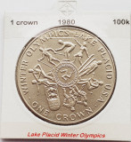 1885 Insula Man 1 crown 1980 Elizabeth II (Lake Placid Olympics) km 64, Europa