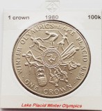 1885 Insula Man 1 crown 1980 Elizabeth II (Lake Placid Olympics) km 64, Europa