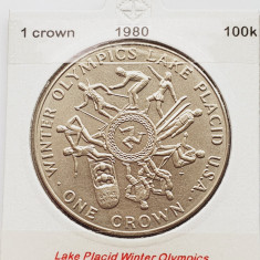 1885 Insula Man 1 crown 1980 Elizabeth II (Lake Placid Olympics) km 64