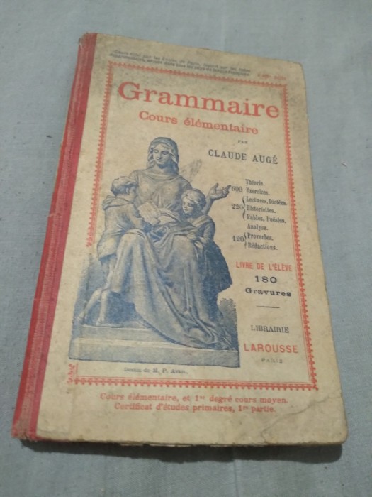 GRAMMAIRE COURS ELEMENTAIRE PAR CLAUDE AUGE 180 DE GRAVURI