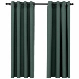 Cumpara ieftin Perdele opace aspect panza cu ocheti 2 buc. verde 140x175 cm