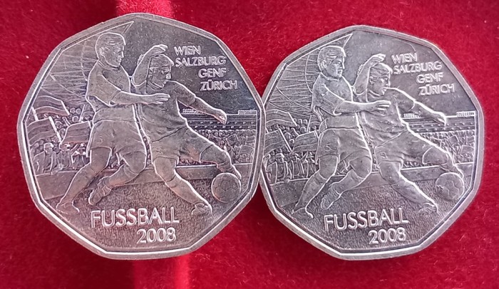 (S) MONEDA DIN ARGINT AUSTRIA - 5 EURO 2008, C.E. FOTBAL 2008 - VIENA, SALZBURG, GENF, ZURICH ,KM3163