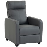 HOMCOM Fotoliu relax cu funcție Push-Back și suport pentru picioare, fotoliu TV din piele PU Gri | Aosom Romania