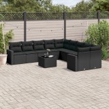 Gossi set canapele de gradina cu perne, 11 piese, negru, poliratan