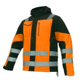 Cumpara ieftin Jacheta Softshel de iarna vatuita cu benzi reflectorizante portocalie