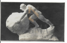 CARTE POSTALA, TEODOR ( THEODOR ) BURCA SCULPTOR, lucrarea &amp;quot; Mutarea granitelor &amp;#039; , EXECUTATA IN 1925 foto