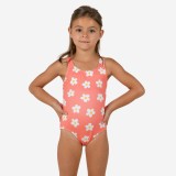 Costum de baie &icirc;ntreg &icirc;not textură gofrată Corail Imprimeu Flori Fete, Nabaiji
