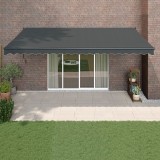 Copertină retractabilă automată, antracit, 5x3 m