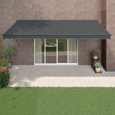 Copertină retractabilă automată, antracit, 5x3 m foto