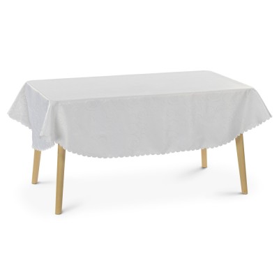 Fata de masa ovala cu ornament Jemidi, 160 x 220 cm, Alb, Poliester, 55264.02.27 foto