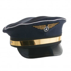 Sapca de capitan, emblema pilot, insertie banda aurie, pentru adulti foto