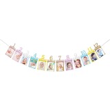 Banner pentru poze, flippy, 15.2x10.2 cm, tema prima aniversare, model primele 12 luni, rola ata inclusa, multicolor