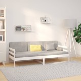 VidaXL Pat de zi fără saltea, alb, 90x190 cm, lemn masiv pin