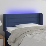 VidaXL Tăblie de pat cu LED, albastru, 93x16x78/88 cm, textil