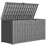 Outsunny Ladă de Depozitare pentru Grădină 227L din Rășină Rezistentă la Apă și UV cu &Icirc;nchidere, 106,5x43x54,5 cm, Gri | Aosom Romania