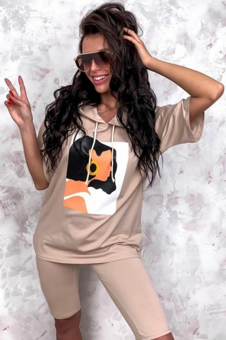 A654-1581 Tinuta sport casual cu imprimeu