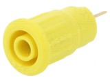 Soclu banană galben 4mm 24A 1kV aurit cu izolație