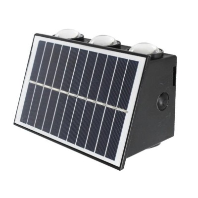 Lampa LED de perete cu panou solar, 6LED, 6W, lumina galbena foto