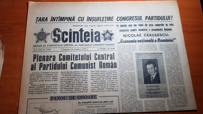ziarul scanteia 18 noiembrie 1979-plenara comitetului central al PCR