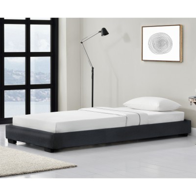 Corium&amp;reg; Pat tapitat modern imitatie piele Berlin, 214 x 96 x 20,5 cm, MDF/imitatie piele, negru, pentru 1 persoana HausGarden Leisure foto