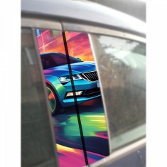 Sticker Auto Skoda pentru Stalpi Usi , Autocolant Personalizat cu Logo