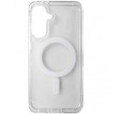 Husa tip capac spate transparent cu alb, magnet, colturi intarite, TPU cu plastic, pentru Samsung Galaxy A56 5G