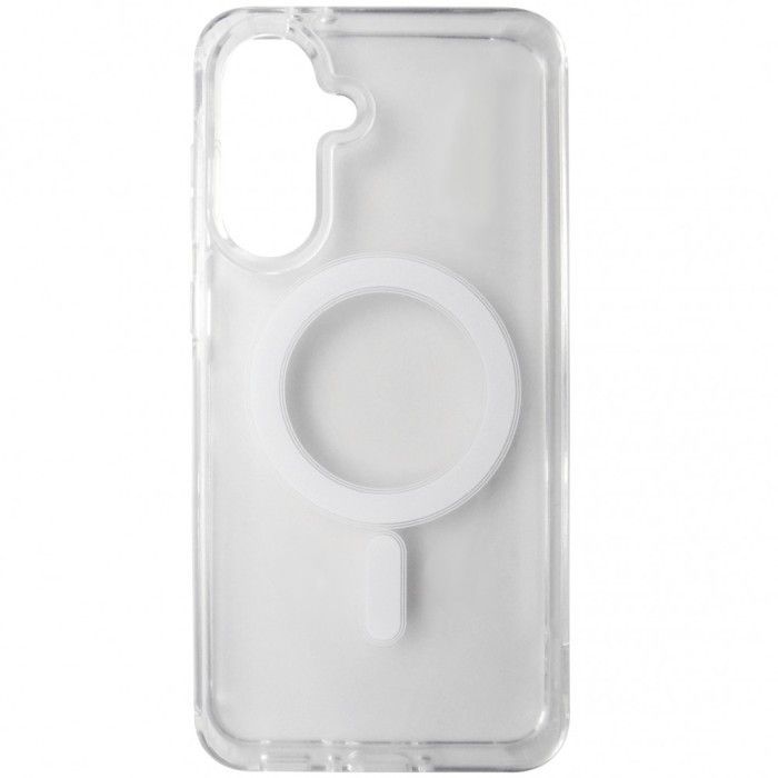 Husa tip capac spate transparent cu alb, magnet, colturi intarite, TPU cu plastic, pentru Samsung Galaxy A56 5G