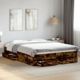 VidaXL Cadru pat cu sertare stejar fumuriu 140x200 cm lemn prelucrat