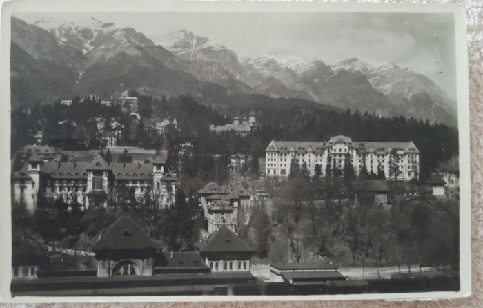 Carte postala, Sinaia, vedere cu Palace Hotel, 1924