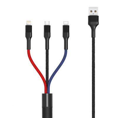 Cablu Incarcare USB - Lightning / USB Type-C / MicroUSB XO Design NB54, 1.2 m, 3 in 1, Multicolor foto