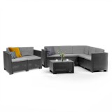 Set mobilier gradina coltar Leziter City Big, 7 locuri, Plastic Ratan, Antracit, Italia