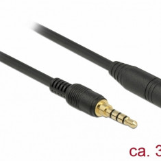 Cablu prelungitor audio jack 3.5mm 4 pini (pentru smartphone cu husa) T-M 3m, Delock 85633