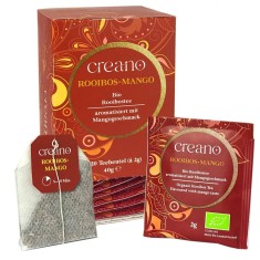 Ceai Bio Creano Rooibos cu Mango, 20 plicuri, gust rotund, aroma fructata