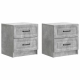 vidaXL Dulap de noapte cu sertar 2 pcs Gri Beton 43 x 34,5 x 44,5 cm 895682