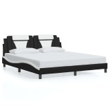 Cumpara ieftin Cadru de pat Viana fara saltea negru si alb 180x200cm piele artificiala