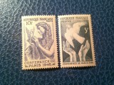 Serie Franta 1946 , 2 valori Porumbei , Prietenie , urma sarniera