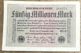 BNKSTR02DE Bancnotă Germania 50 Milioane Mărci 1 Septembrie 1923, Stare XF (Aproape Impecabilă, Margini și Chenar Perfecte, Rigidă)