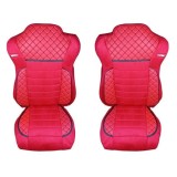 2 x Huse Scaune pentru Mercedes Actros MP4 EURO 6 2015-2021 Camioane Rosu Piele Textile LHD RHD