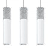 Lampă Suspendată Borigio Alb/Gri Oțel/Beton 3 Becuri Tub Modern De Interior