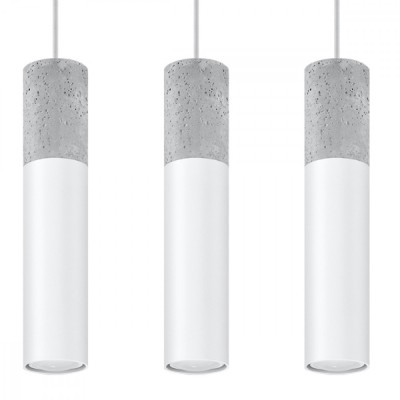 Lampă Suspendată Borigio Alb/Gri Oțel/Beton 3 Becuri Tub Modern De Interior foto