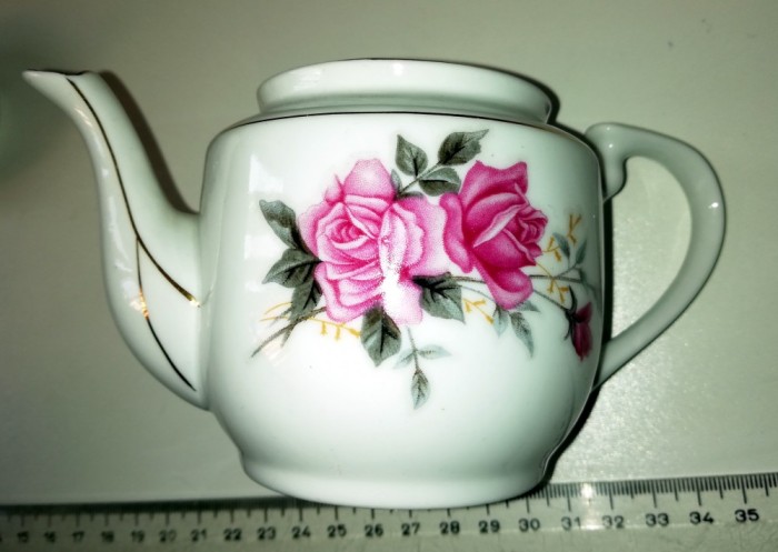 CEAINIC VINTAGE PORTELAN CHINA - DECOR FLORI TRANDAFIR