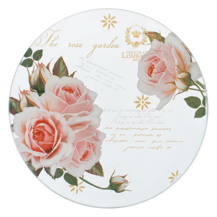 Farfurie Desert, Model Floral Trandafiri, Sticlă Transparentă, 15 cm