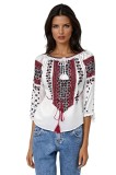 Bluza dama RA25 alb/rosu , marimea 3XL, Casual, Bumbac