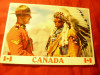 Ilustrata - 2 simboluri Canada - Sef indian si politist Mountie, Circulata, Printata