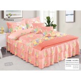 Cumpara ieftin Lenjerie de Lux cu Volanase pentru pat dublu din Bumbac FINET Satinat Gros - VL213