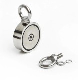 Magnet neodim oală D 75 mm cu două c&acirc;rlige inelare și două fețe x 160 kg - magnet fishing