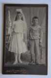Fotografie pe carton Atelier Romania Braila Carmen Sylva prima comuniune