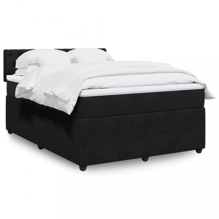 vidaXL Pat box spring cu saltea, negru, 140x200 cm, catifea 3287766