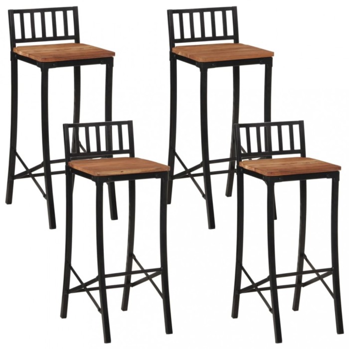 vidaXL Scaune de bar, 4 buc., lemn masiv de acacia 358943